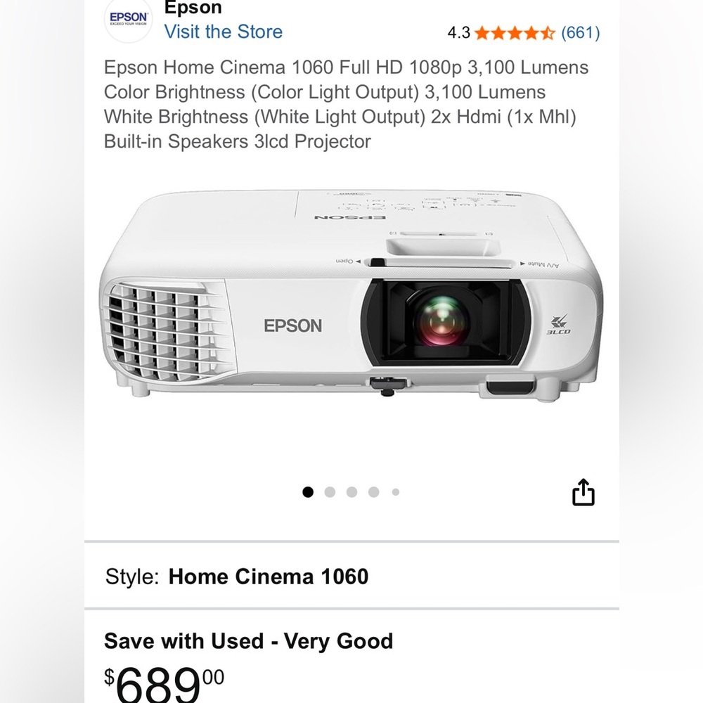 Epson Home Cinema Projector Box